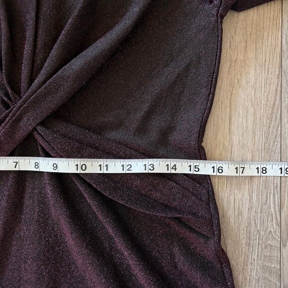 Michael Kors Metallic Twist Front Sheath Midi Dress Size Large Holiday Party - Picture 10 of 17